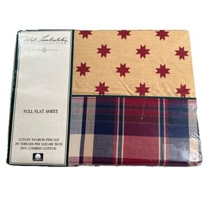 Vintage Bob Timberlake Home Collection NOS Full Flat Sheet Bedsheets Cabin Stars